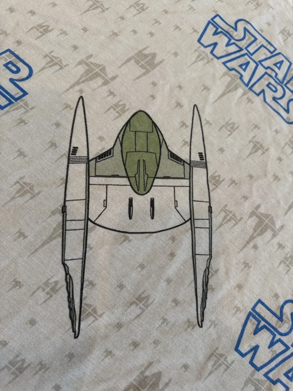 STAR WARS Phantom Menace Starfighter TWIN Flat Sheet ONLY 1999 Vintage